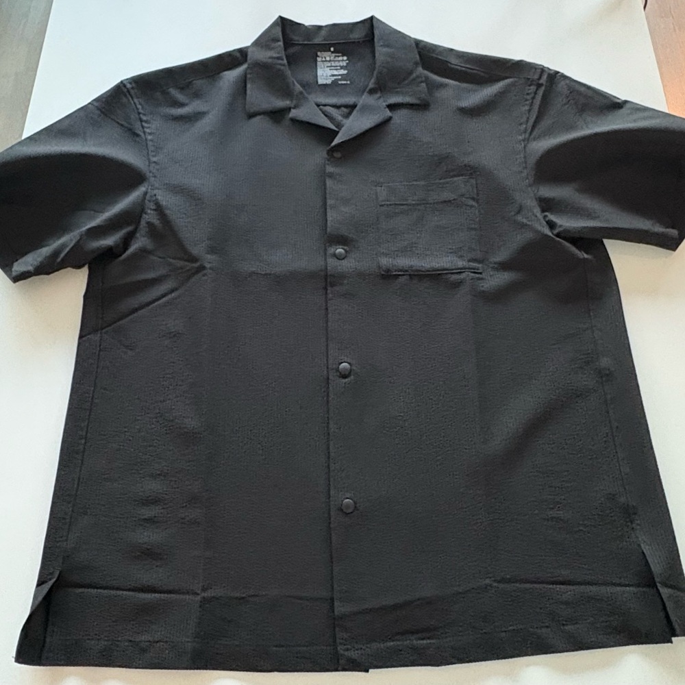 Muji Black Textured Short Sleeve Shirt